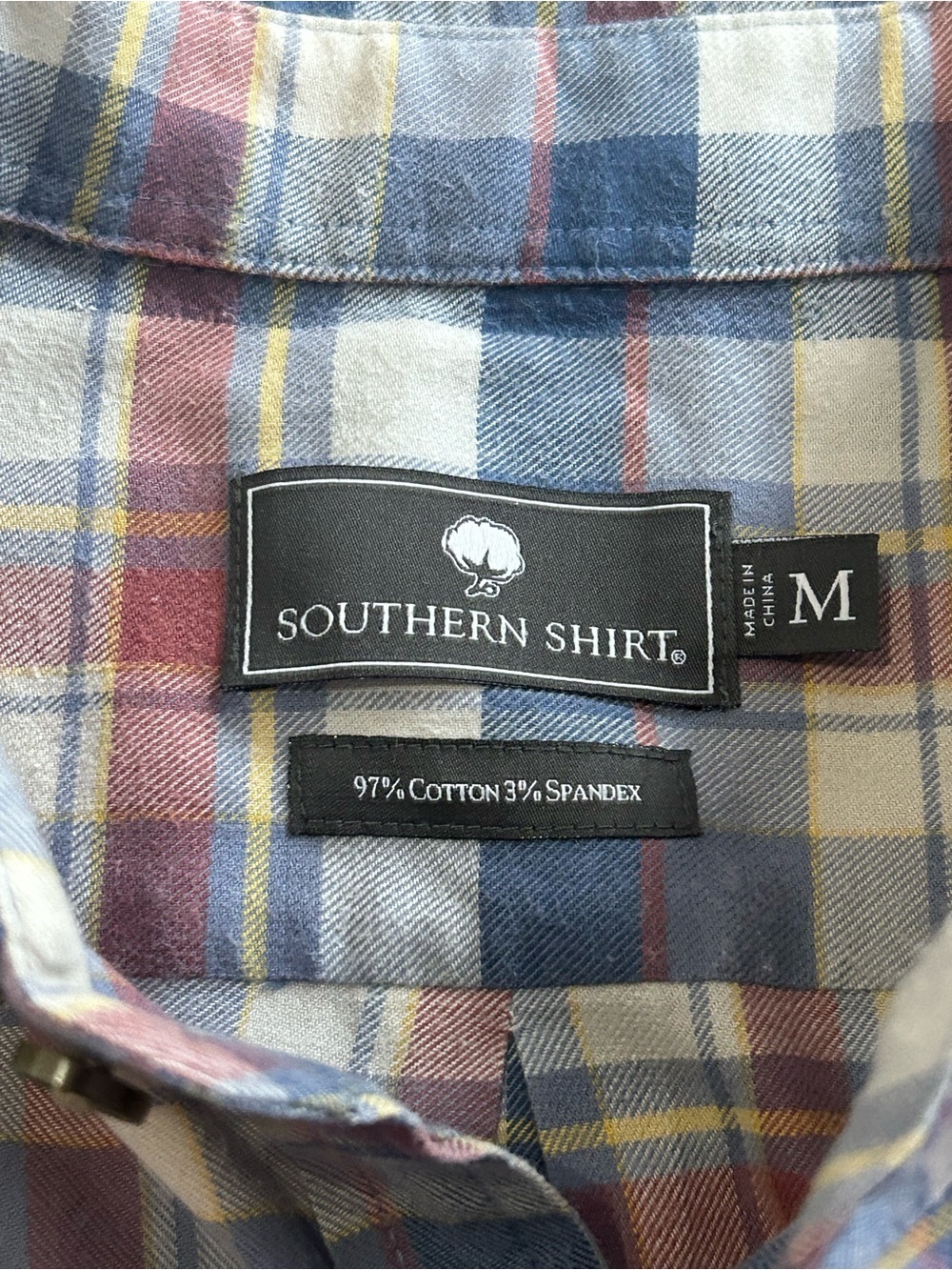 Southern Shirt Co Mens Medium Plaid Button Down Shirt SSCO Cotton Blend - Picture 4 of 7